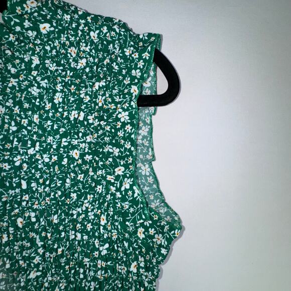 NWOT Shein Curve Women 2XLarge Smocked Floral Sleeveless Dress Green Ruffled - Picture 6 of 9